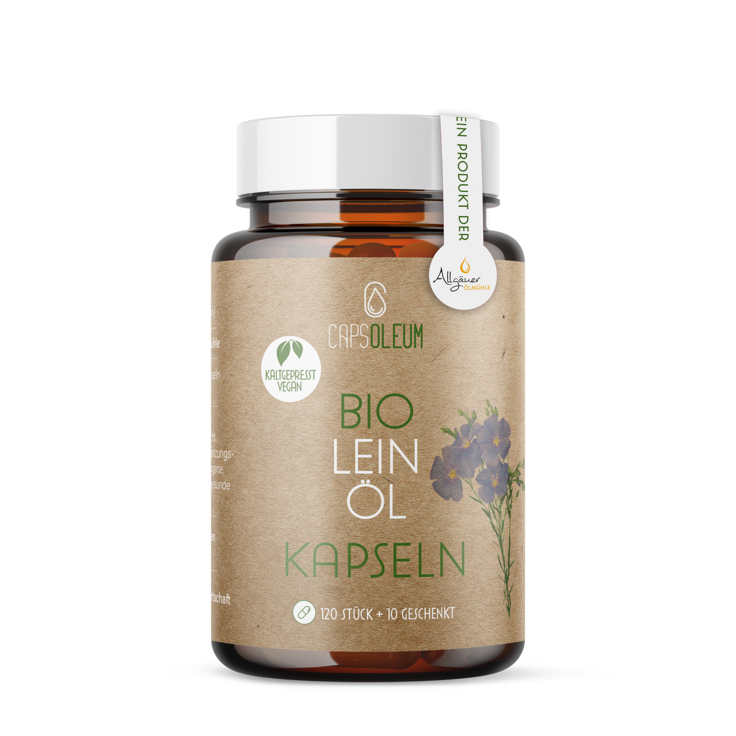 Organic linseed oil capsules cold pressed